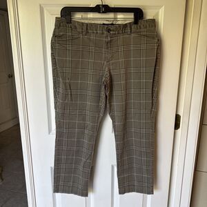 Lands End Womens Plaid Trouser Pants Fit 1 Slim Leg Size 12P Tan Faded Black